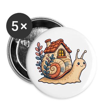 Snail shell illustration - Buttons large 2.2''/56 mm (5-pack) - white - Front