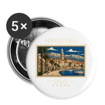 Kroatien Split Vintage Reisemarke - Buttons groß 56 mm (5er Pack) - Weiß - Vorne