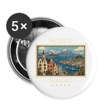 Norwegen Ålesund Vintage Reisemarke - Buttons groß 56 mm (5er Pack) - Weiß - Vorne