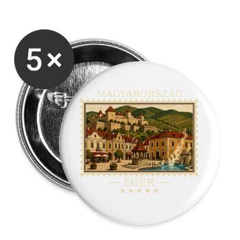 Ungarn Eger Vintage Reisemarke - Buttons groß 56 mm (5er Pack) - Weiß - Vorne