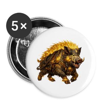 Gullinborsti – The Golden Boar of the Vikings - Buttons large 2.2''/56 mm (5-pack) - white - Front