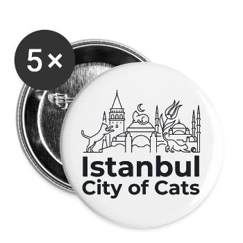 Ville des Chats d’Istanbul - Lot de 5 grands badges (56 mm) - blanc - Devant