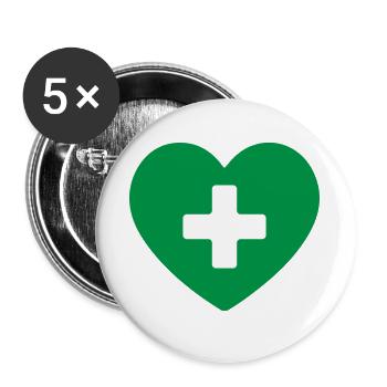 Icône Medical Heart Cross Healthcare - Lot de 5 grands badges (56 mm) - blanc - Devant