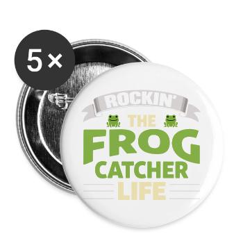 Rockin The Frog Catcher Life Froschfänger - Buttons large 2.2''/56 mm (5-pack) - white - Front