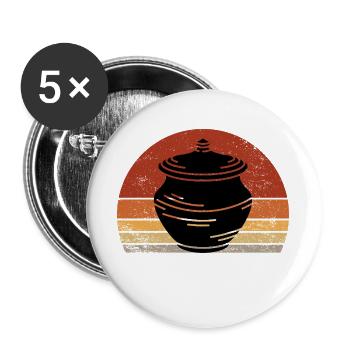 Vintage-Retro-Kunstkeramik - Buttons groß 56 mm (5er Pack) - Weiß - Vorne
