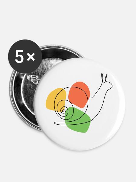 Abstrakte Interpretation der Gartenschnecke - Buttons groß 56 mm (5er Pack) - Weiß