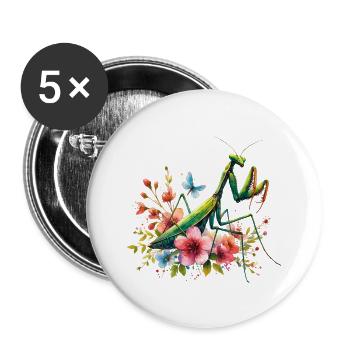 Praying Mantis - Buttons large 2.2''/56 mm (5-pack) - white - Front