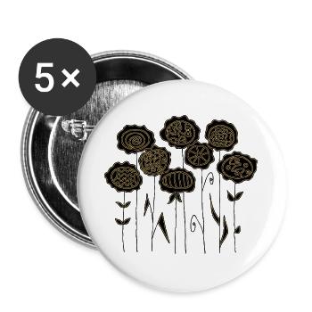 Fleur - Lot de 5 grands badges (56 mm) - blanc - Devant