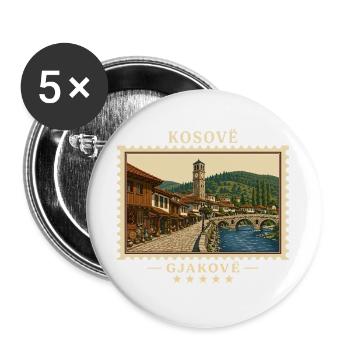 Kosovo Gjakovë Vintage Reisemarke - Buttons groß 56 mm (5er Pack) - Weiß - Vorne