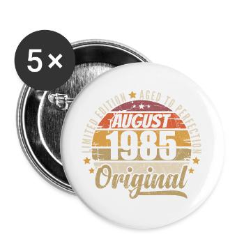 Août 1985 Anniversaire Vintage Rétro Août 1985 - Lot de 5 grands badges (56 mm) - blanc - Devant
