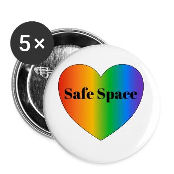 Espace sûr drapeau de la fierté LGBT - Lot de 5 grands badges (56 mm) - blanc - Devant