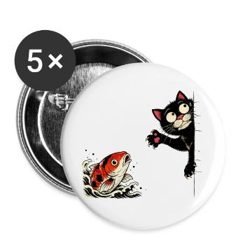 Koi Fish Koi Carp KOI CAT Koi - Buttons large 2.2''/56 mm (5-pack) - white - Front