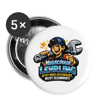Megacooler Lehrling - Kein Jammern - Buttons groß 56 mm (5er Pack) - Weiß - Vorne