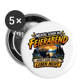 Feierabend am See Relax - Buttons groß 56 mm (5er Pack) - Weiß - Vorne