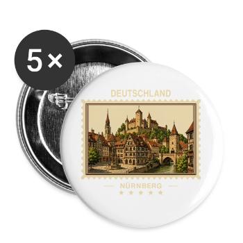 Deutschland Nürnberg Vintage Reisemarke - Buttons groß 56 mm (5er Pack) - Weiß - Vorne