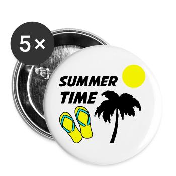 Tongs de plage au soleil - Lot de 5 grands badges (56 mm) - blanc - Devant