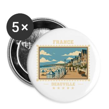 Frankreich Vintage Reisemarke - Buttons groß 56 mm (5er Pack) - Weiß - Vorne