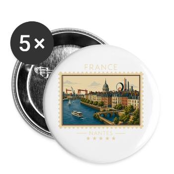 Frankreich Nantes Vintage Reisemarke - Buttons groß 56 mm (5er Pack) - Weiß - Vorne
