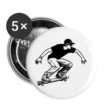 Skateboarding Boy - Buttons large 2.2''/56 mm (5-pack) - white - Front