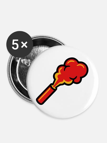 Bengalfeuer Pyro Rauch Icon - Buttons groß 56 mm (5er Pack) - Weiß