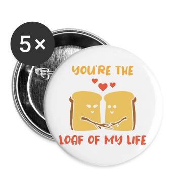 Bread Baker Bakery Bread Roll Baking - Lot de 5 grands badges (56 mm) - blanc - Devant