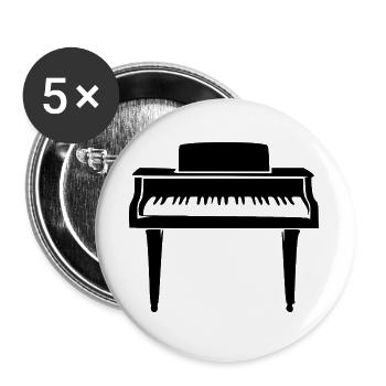 Klavier Geschenk Pianist - Buttons groß 56 mm (5er Pack) - Weiß - Vorne
