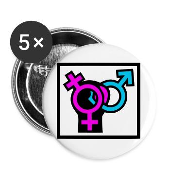 Gender Symbole Pride Icon - Buttons groß 56 mm (5er Pack) - Weiß - Vorne