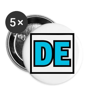 Lettres initiales DE Logo - Lot de 5 grands badges (56 mm) - blanc - Devant