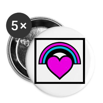 Rainbow Heart Frame Graphic - Buttons large 2.2''/56 mm (5-pack) - white - Front