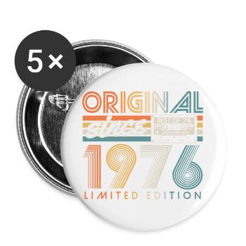 Original 1976 Vintage Vintage Birthday Retro - Buttons large 2.2''/56 mm (5-pack) - white - Front