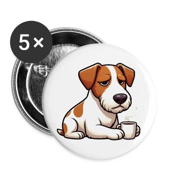 Jack Russel terrier Jack russel Besitzer Jacky - Buttons groß 56 mm (5er Pack) - Weiß - Vorne