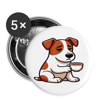 Jack Russel terrier Jack russel Besitzer Jacky - Buttons groß 56 mm (5er Pack) - Weiß - Vorne