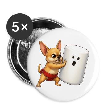 Chihuahua Sumo Wrestling Marshmallow-Design - Buttons groß 56 mm (5er Pack) - Weiß - Vorne