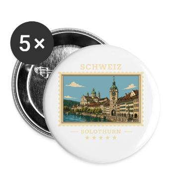 Schweiz Solothurn Vintage Reisemarke - Buttons groß 56 mm (5er Pack) - Weiß - Vorne