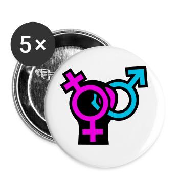 Gender Symbole Faust Icon - Buttons groß 56 mm (5er Pack) - Weiß - Vorne