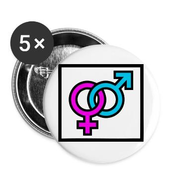 Gender Symbole Rahmen Logo - Buttons groß 56 mm (5er Pack) - Weiß - Vorne
