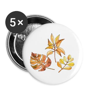 Blätter - Buttons groß 56 mm (5er Pack) - Weiß - Vorne