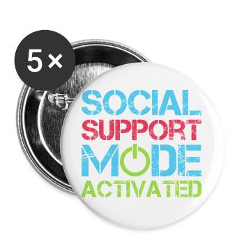 Social Worker Quote Support Mode Activated Social - Buttons groß 56 mm (5er Pack) - Weiß - Vorne