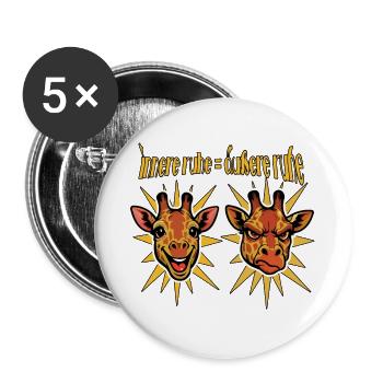 Innere Ruhe = Äußere Ruhe, Giraffenwitz - Buttons groß 56 mm (5er Pack) - Weiß - Vorne
