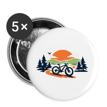 Fahrrad Sonnenuntergang Mountainbike Trail - Buttons groß 56 mm (5er Pack) - Weiß - Vorne