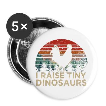 Ich ziehe winzige Dinosaurier auf – lustiges Hühnerbauern-Geschenk - Buttons groß 56 mm (5er Pack) - Weiß - Vorne