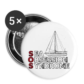 Meeresobsession Segelboot Wassersport Segler - Buttons groß 56 mm (5er Pack) - Weiß - Vorne