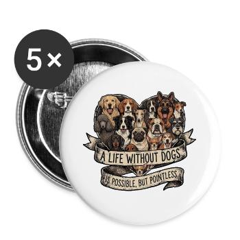 Hundehalter Hundeliebhaber - Buttons groß 56 mm (5er Pack) - Weiß - Vorne