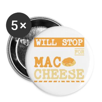 Makkaroni und Käse Mac and Cheese - Buttons groß 56 mm (5er Pack) - Weiß - Vorne