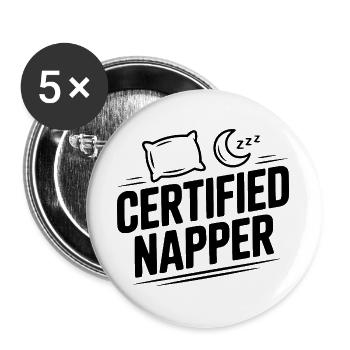 Zertifizierter Napper - Buttons groß 56 mm (5er Pack) - Weiß - Vorne