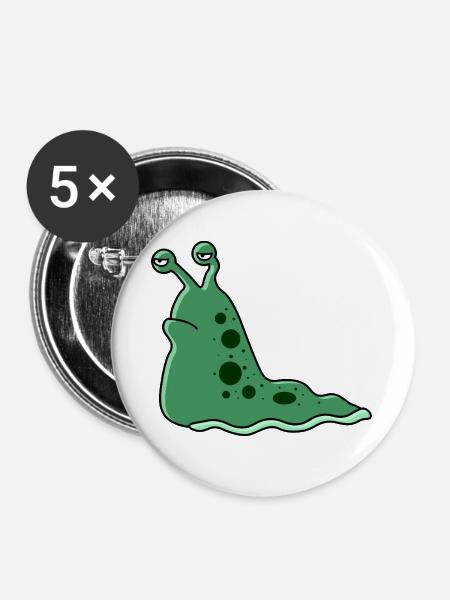 Grumpy gefleckte Schnecke - Buttons groß 56 mm (5er Pack) - Weiß