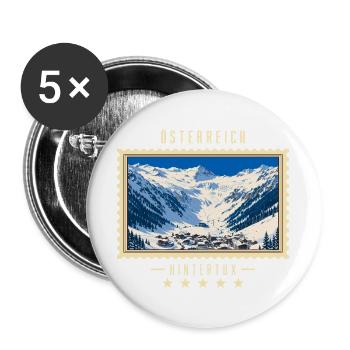 Österreich Hintertux Winter Vintage Reisemarke - Buttons groß 56 mm (5er Pack) - Weiß - Vorne