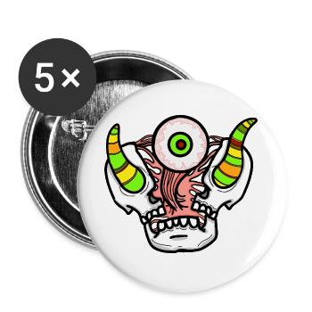 Schädel von einem Parasiten aufgerissen. - Buttons groß 56 mm (5er Pack) - Weiß - Vorne