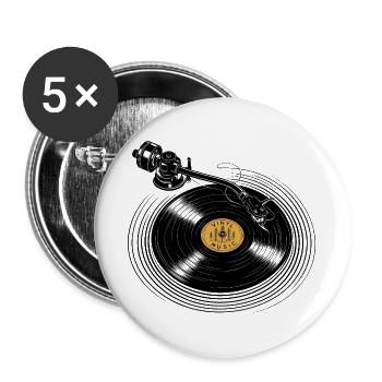 Vinyl Music Plattenspieler – Retro Schallplatte - Buttons groß 56 mm (5er Pack) - Weiß - Vorne