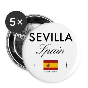 Sevilla Spanien Koordinaten Reise Souvenir - Buttons groß 56 mm (5er Pack) - Weiß - Vorne